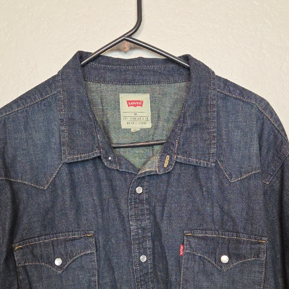 Levi's Indigo Long Sleeve Pearl Snap Western Denim Shirt Size XXL - Picture 6 of 9
